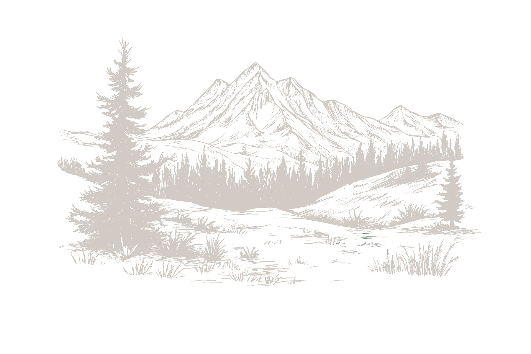 Drawing of a mountain range