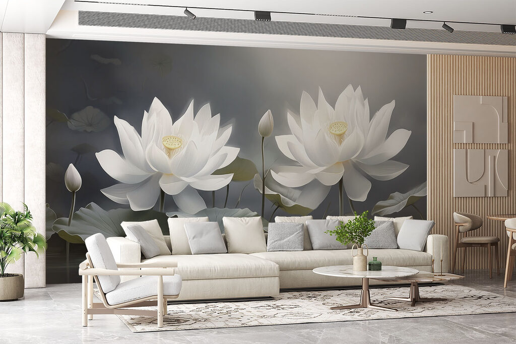 Group of white flowers in water