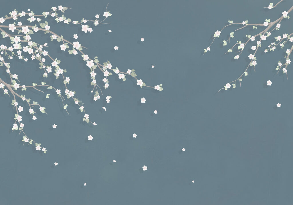 Tree branch with white flowers