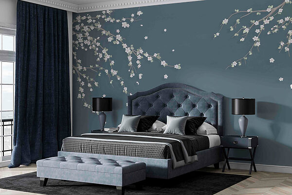 Tree branch with white flowers