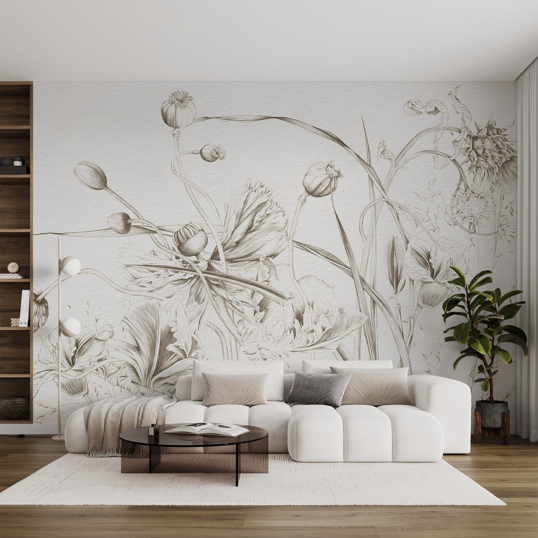 Drawing of flowers and leaves