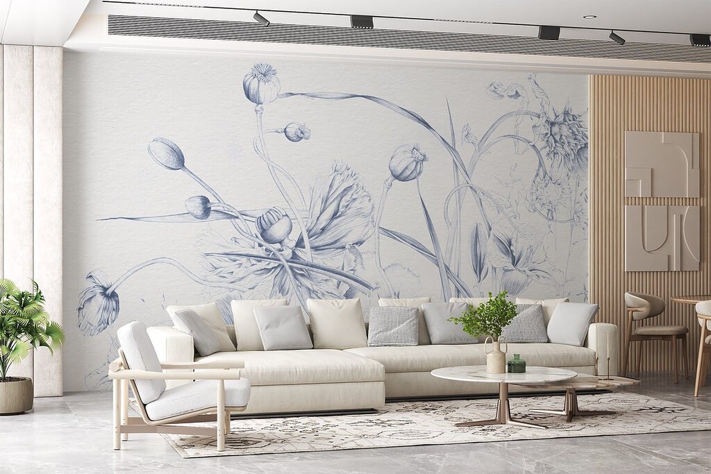 Drawing of flowers and leaves