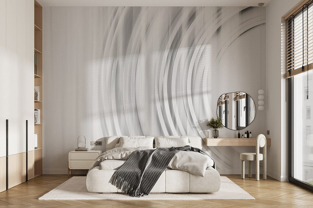 White and grey background with circles