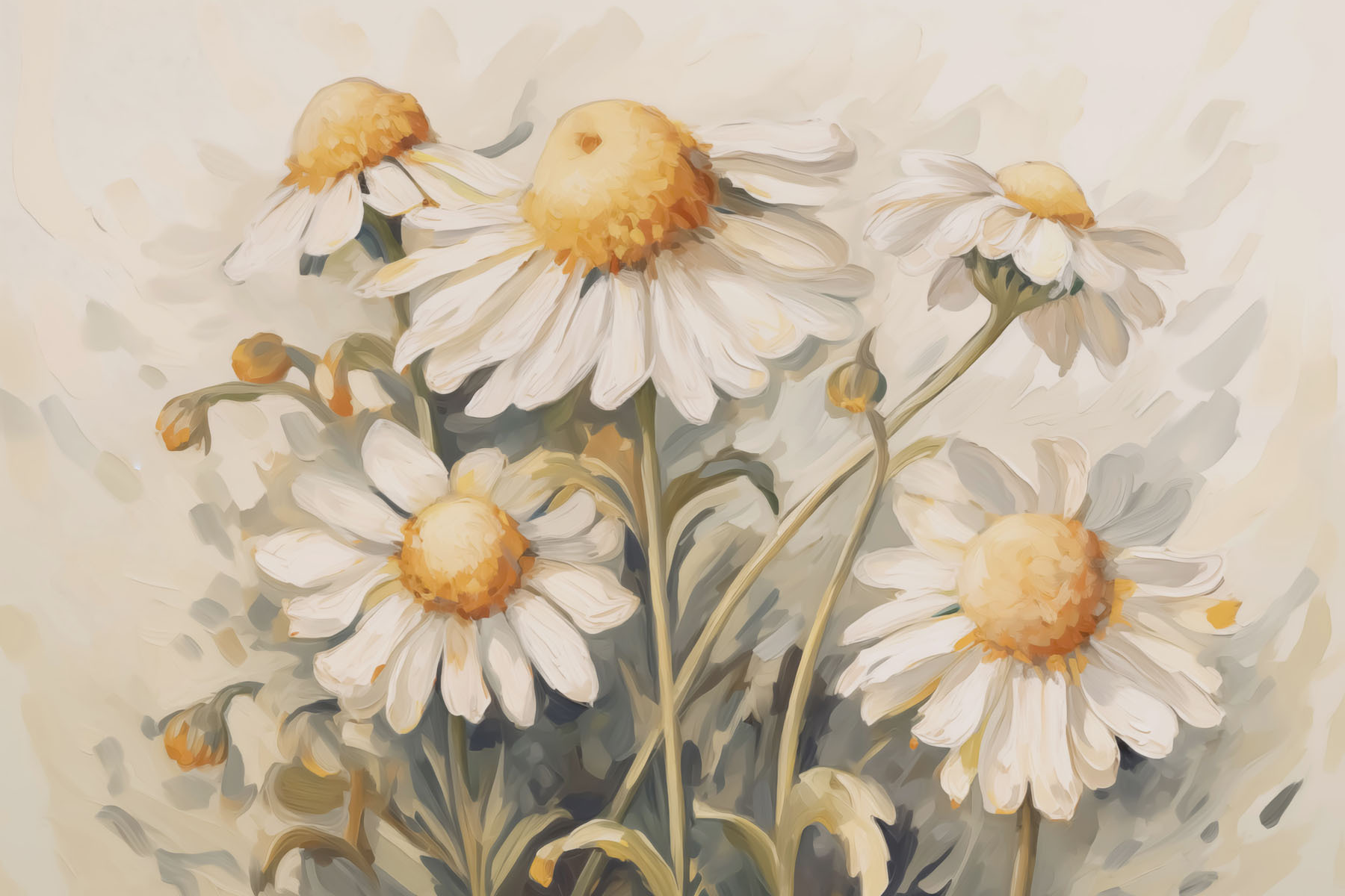 Painting of white and yellow flowers