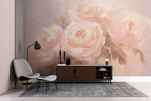 Painting of flowers on a white surface