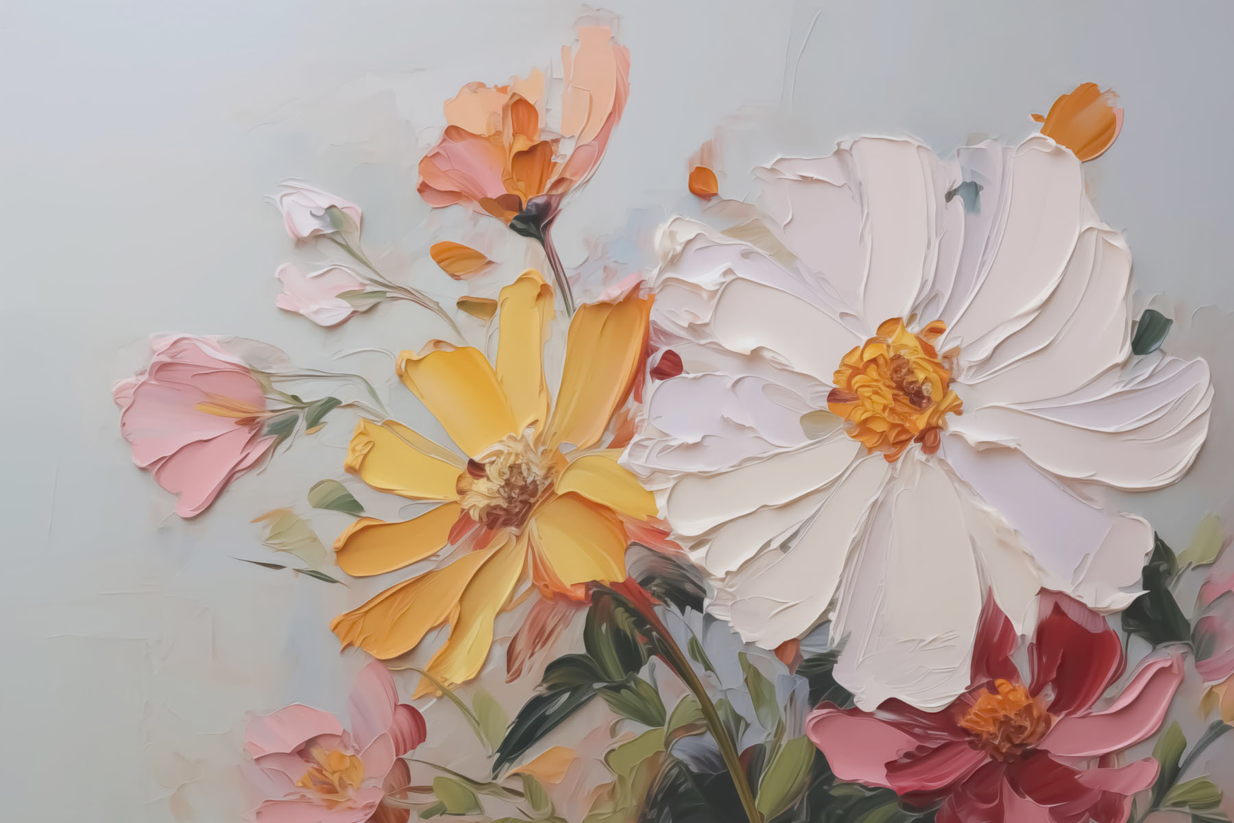 Painting of flowers on a white surface