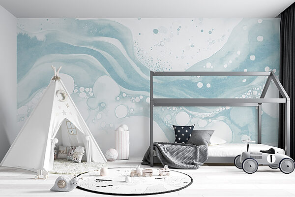 White and blue watercolor painting