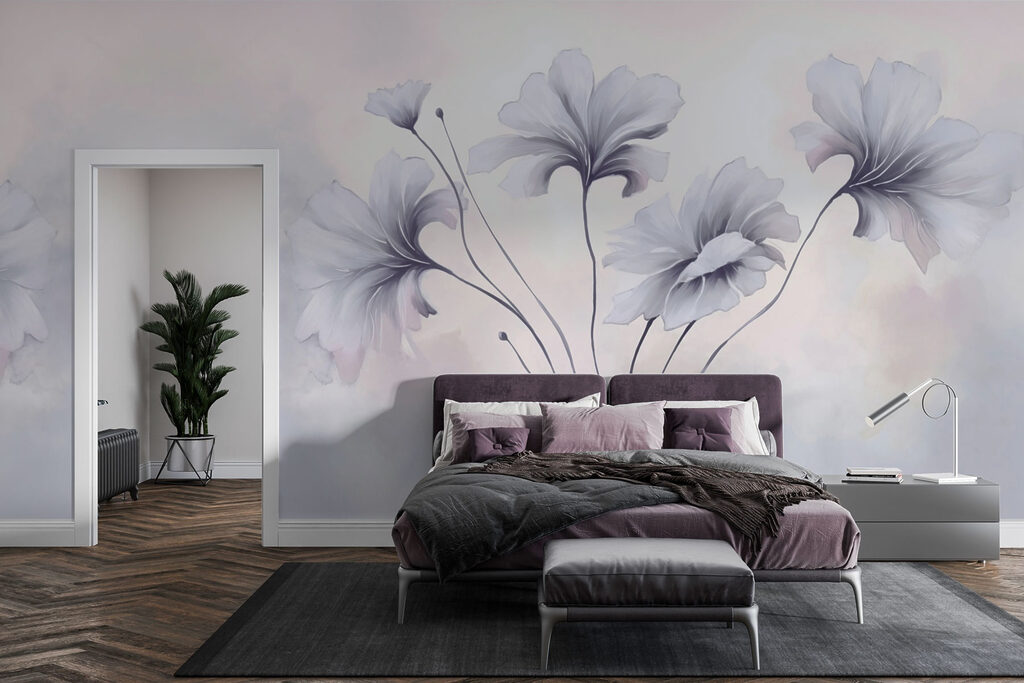 Painting of flowers on a white background