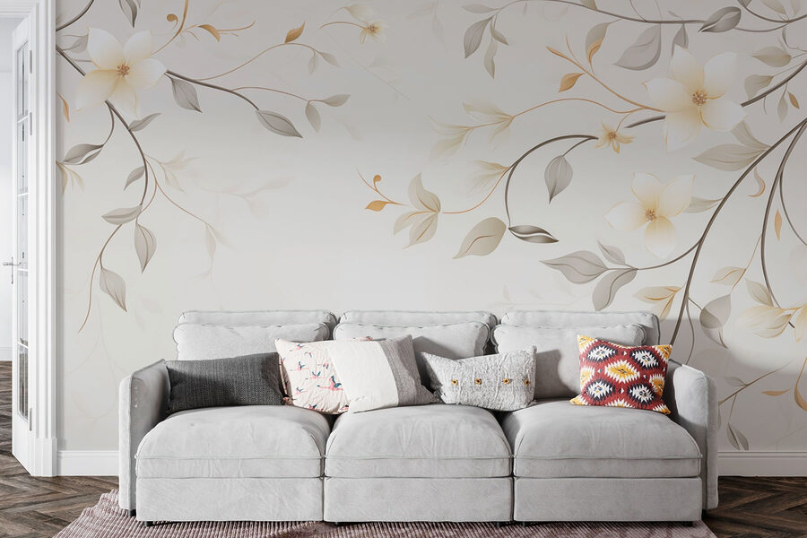 White and brown floral design White and brown floral design