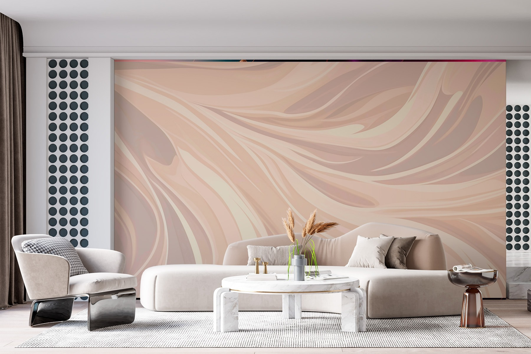 Fluid lines in soft, neutral tones