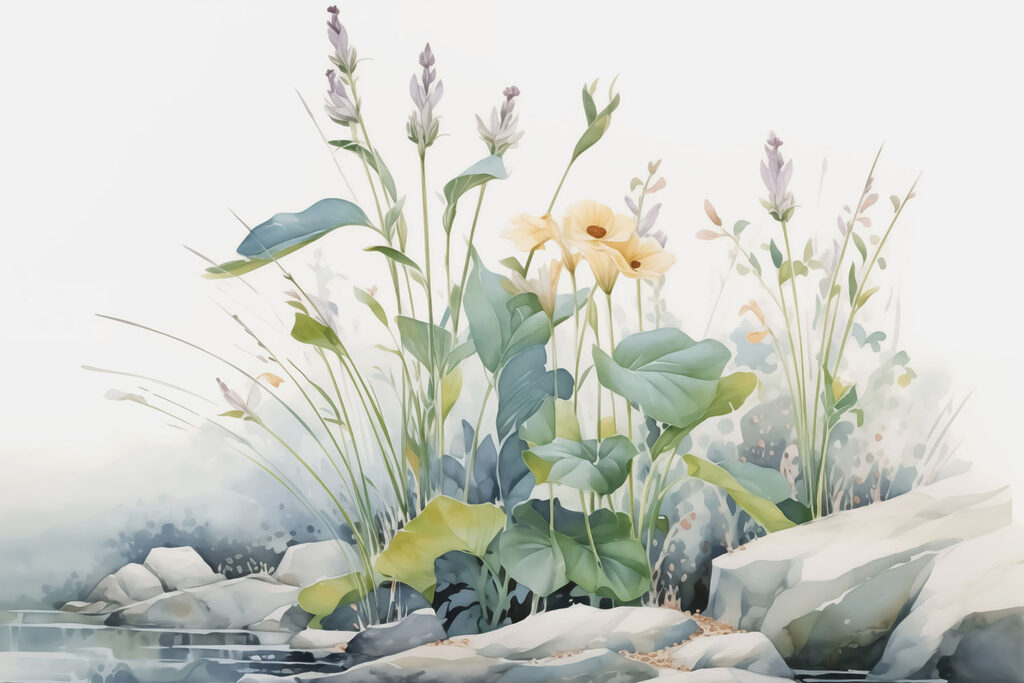 Painting of flowers and plants