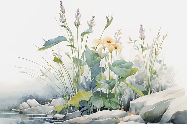 Painting of flowers and plants