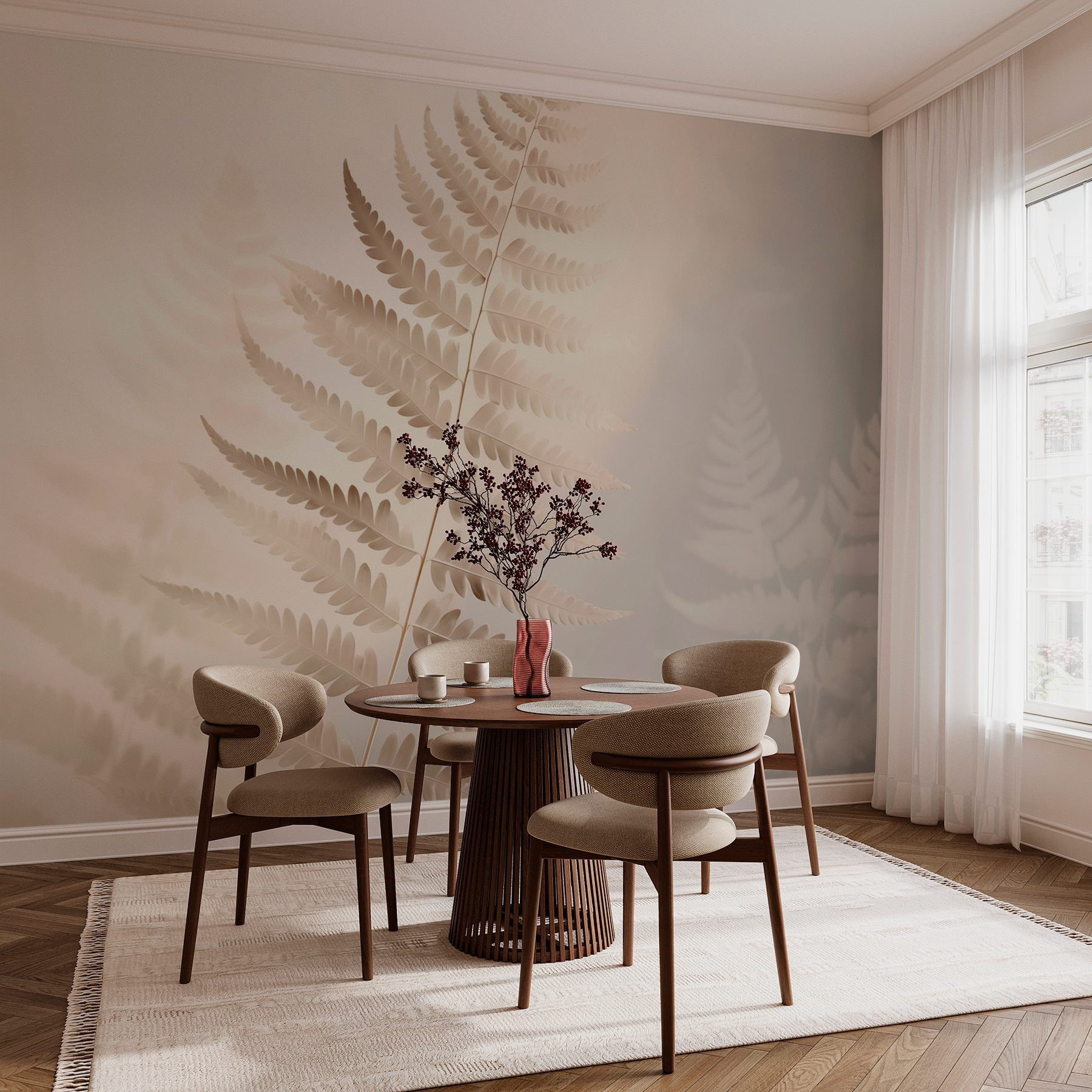 Delicate fern leaves in soft light