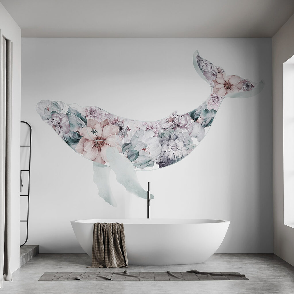 Whale with flowers on it