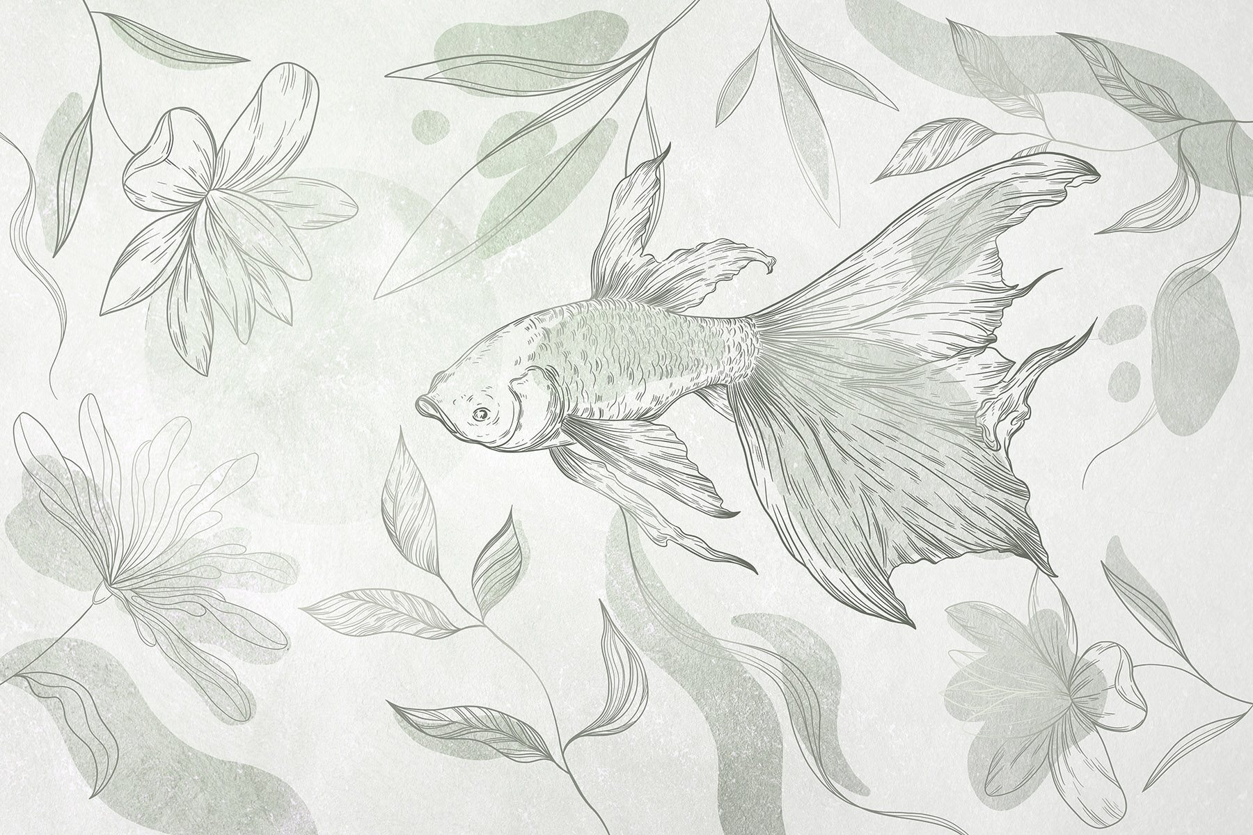 Fish and plants on a wall