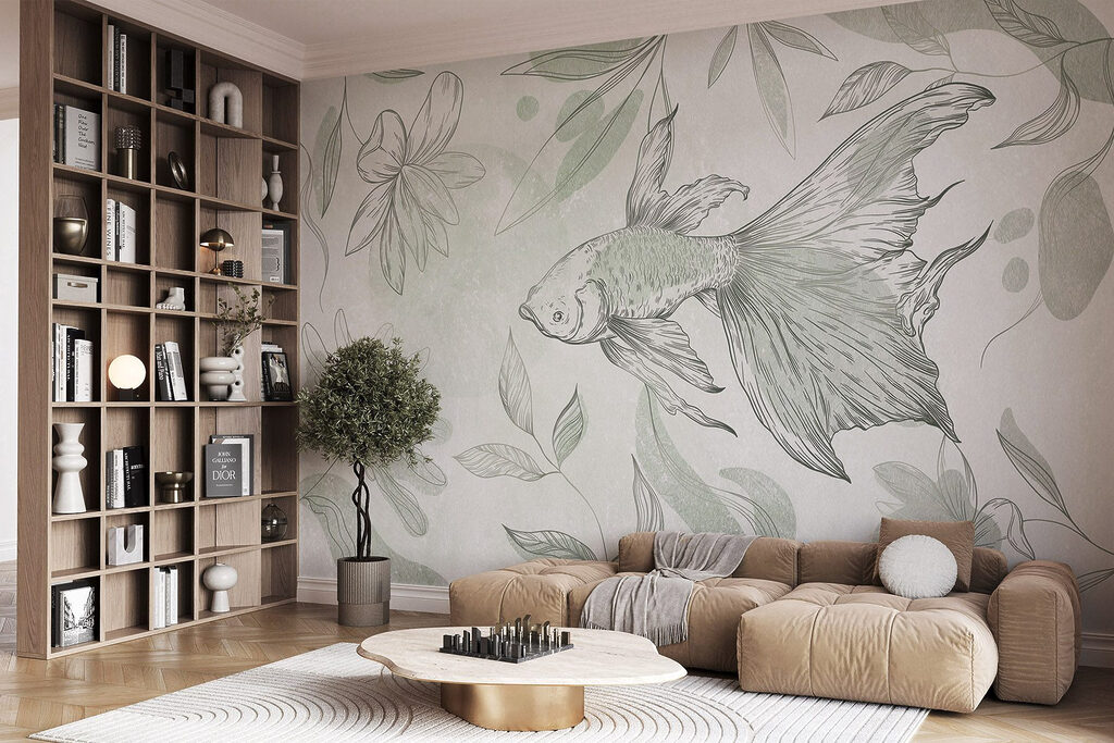 Fish and plants on a wall
