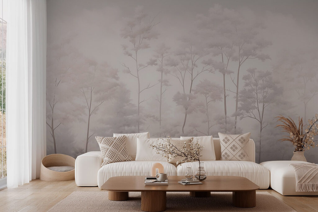 Group of trees with fog Group of trees with fog