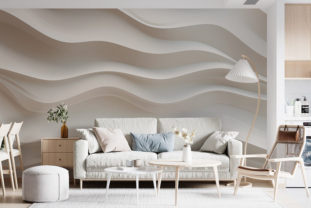 White wall with wavy lines