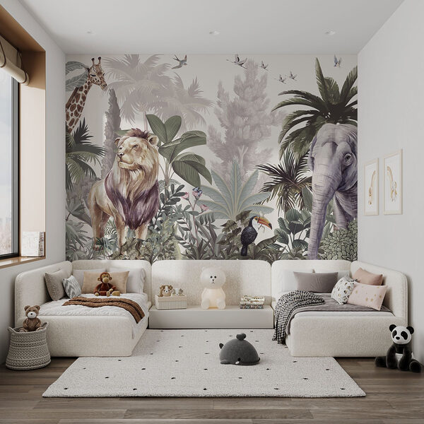Wallpaper with animals and birds