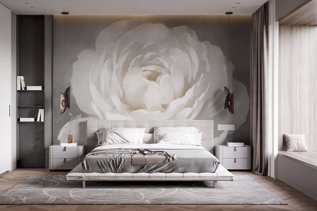 White flower with leaves