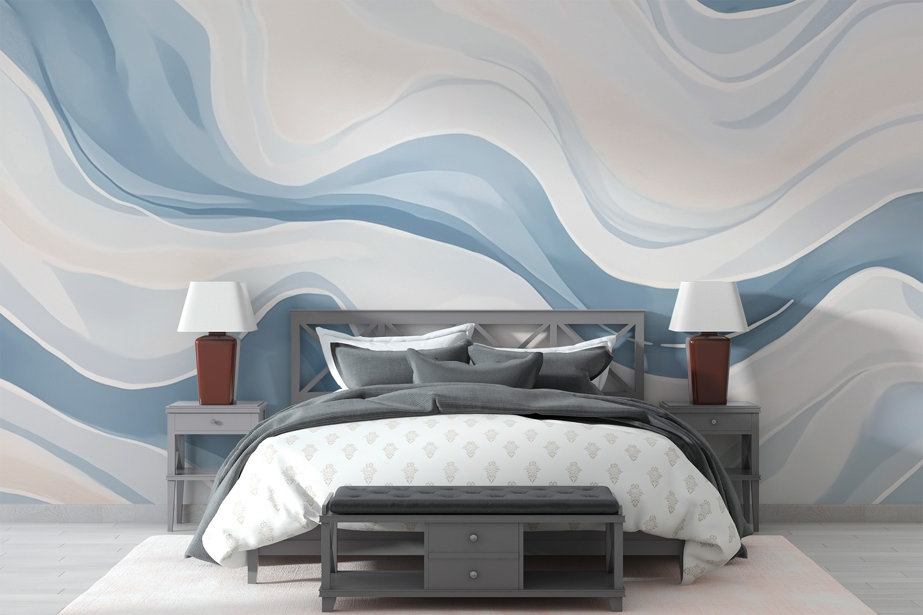 White and blue wavy pattern