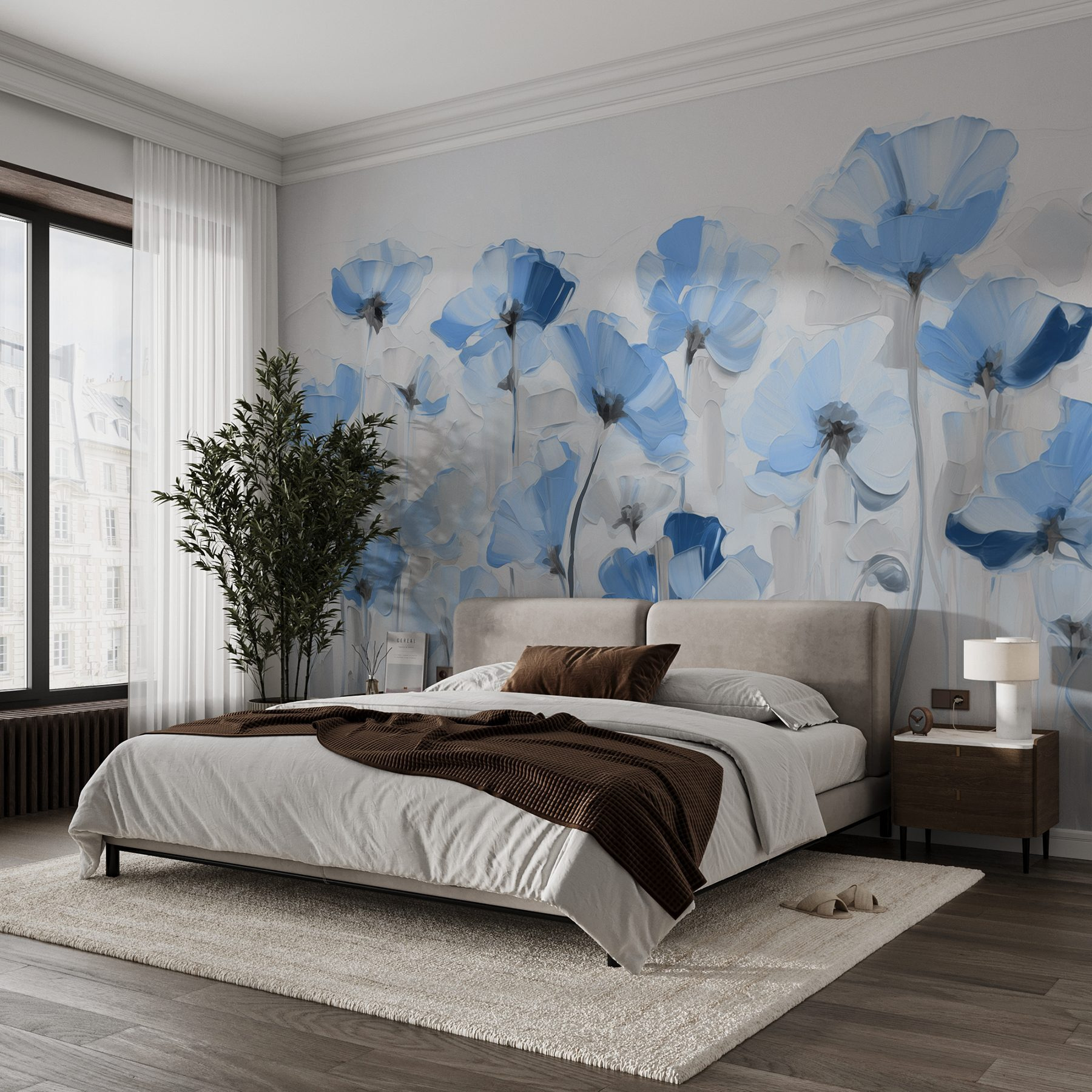 Painting of blue flowers