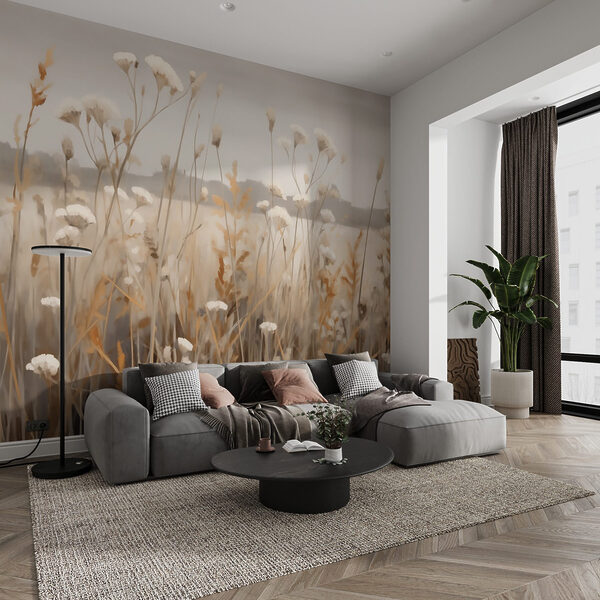 Field of flowers and grass