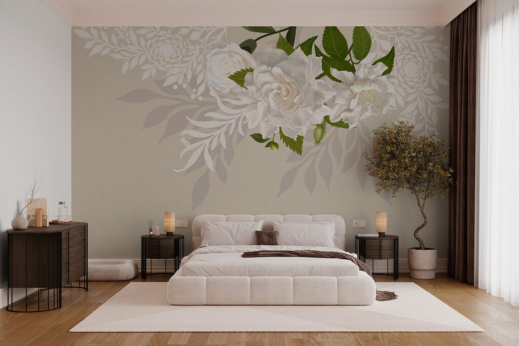 White flowers with green leaves