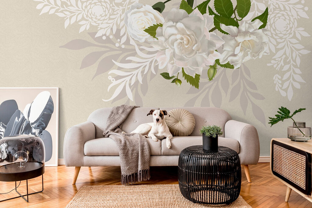 White flowers with green leaves