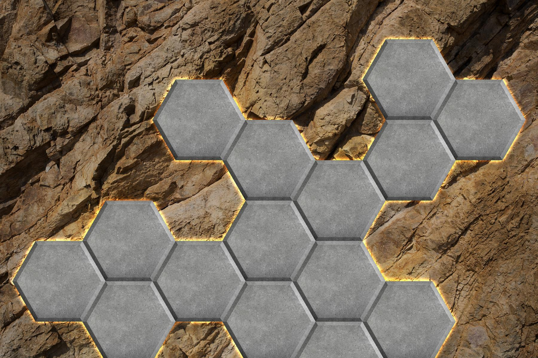 Stone hexagons on a rock