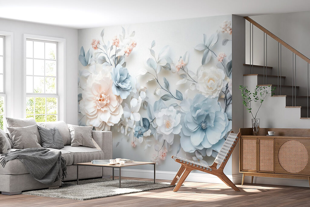 Group of flowers on a white surface