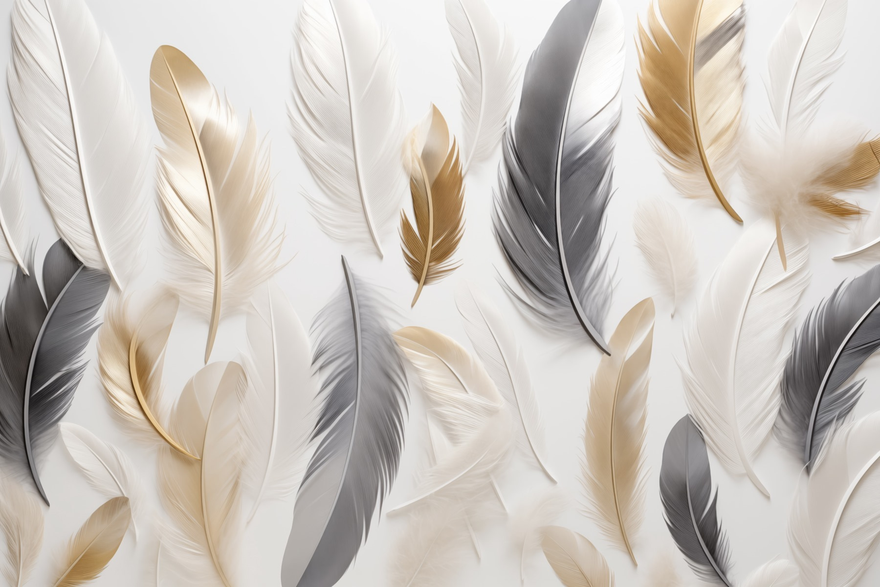 Group of feathers on a white surface Group of feathers on a white surface