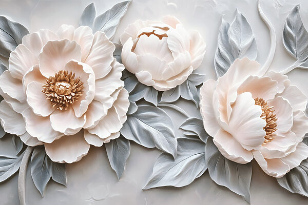 Group of white flowers with leaves