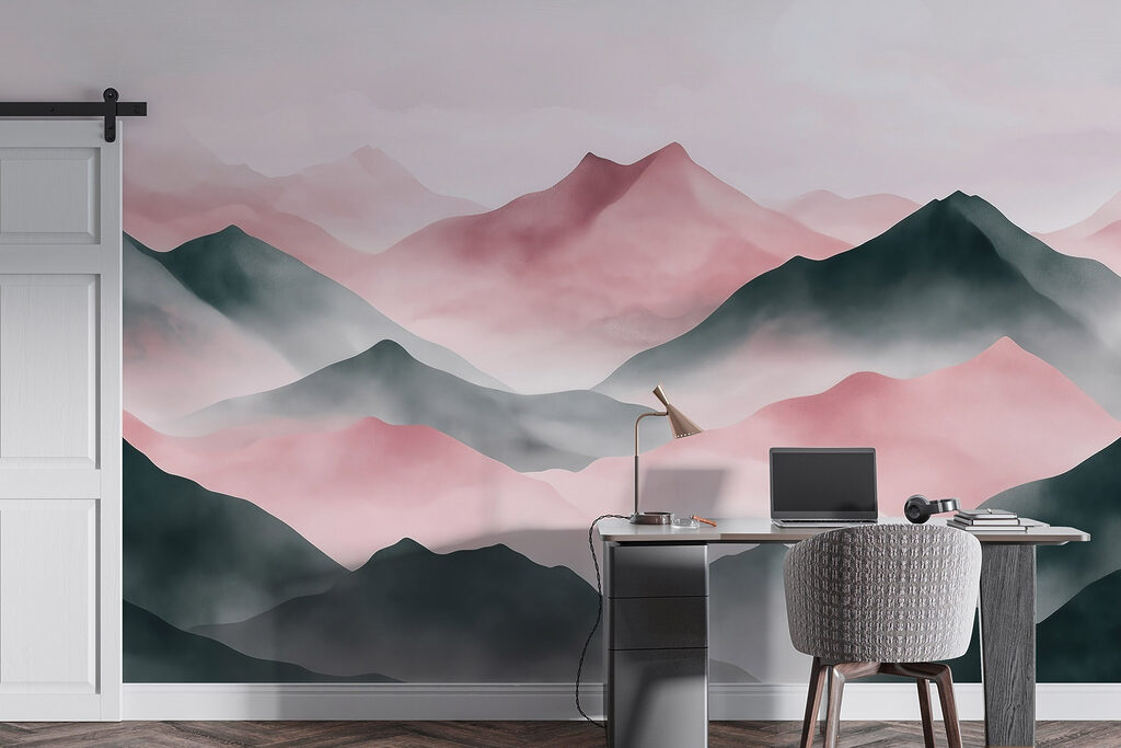 Mountain range with fog