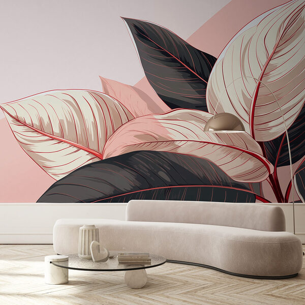Lush leaves in soft pastel tones