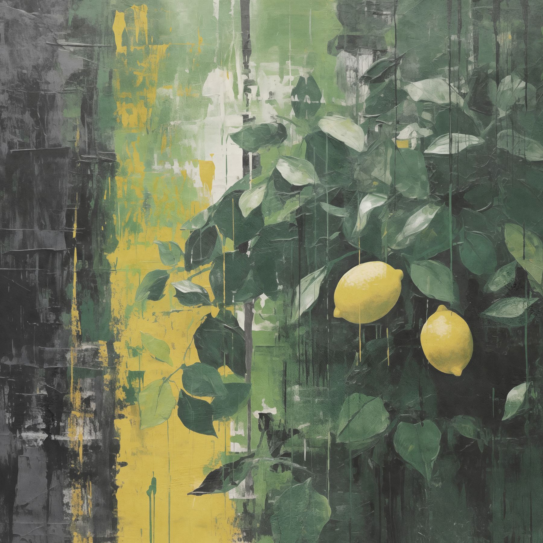 Painting of lemons from a tree