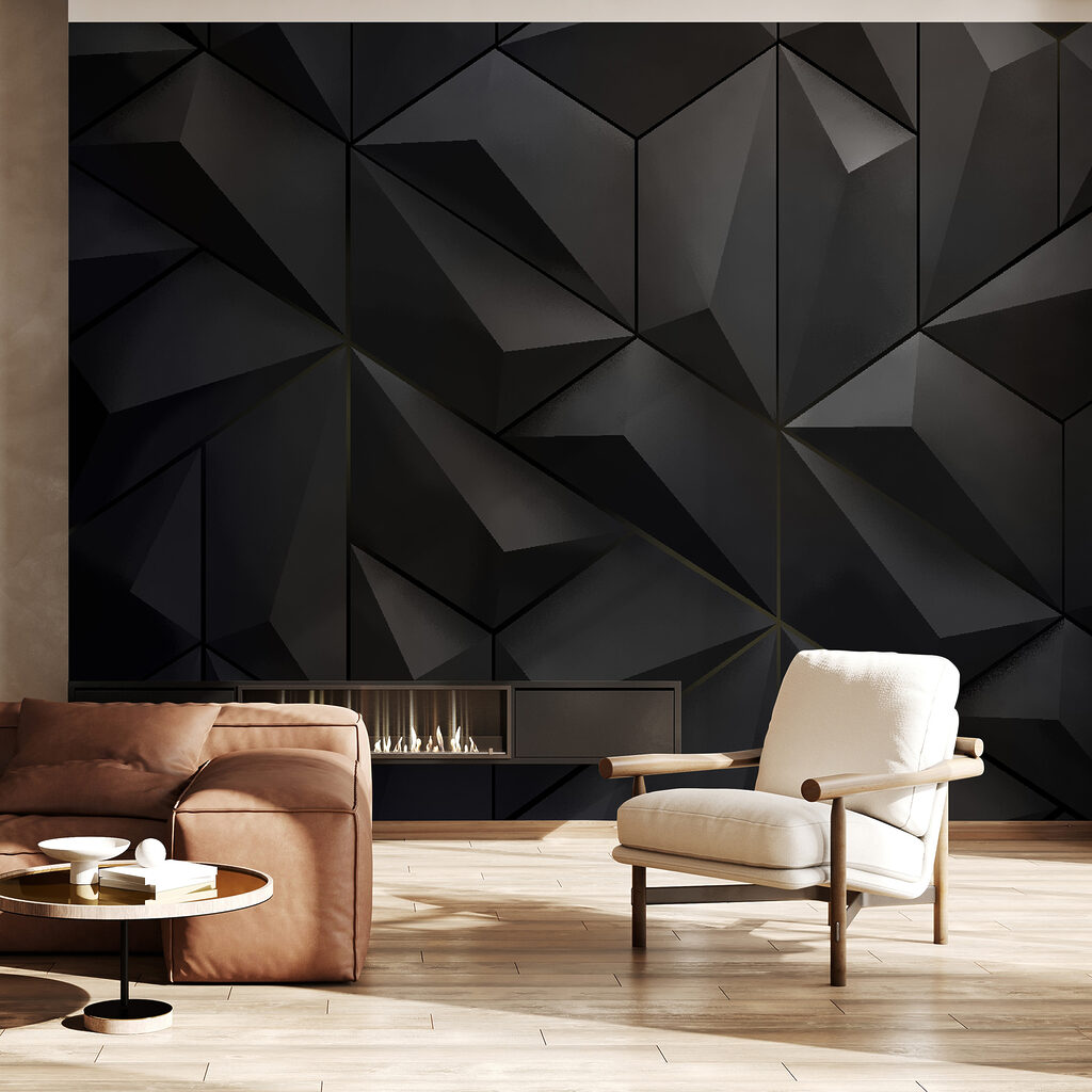Black wall with many triangles