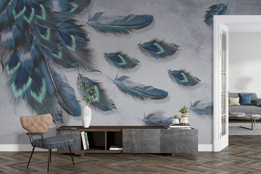 Group of blue feathers