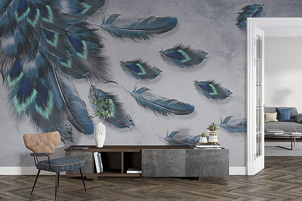 Group of blue feathers