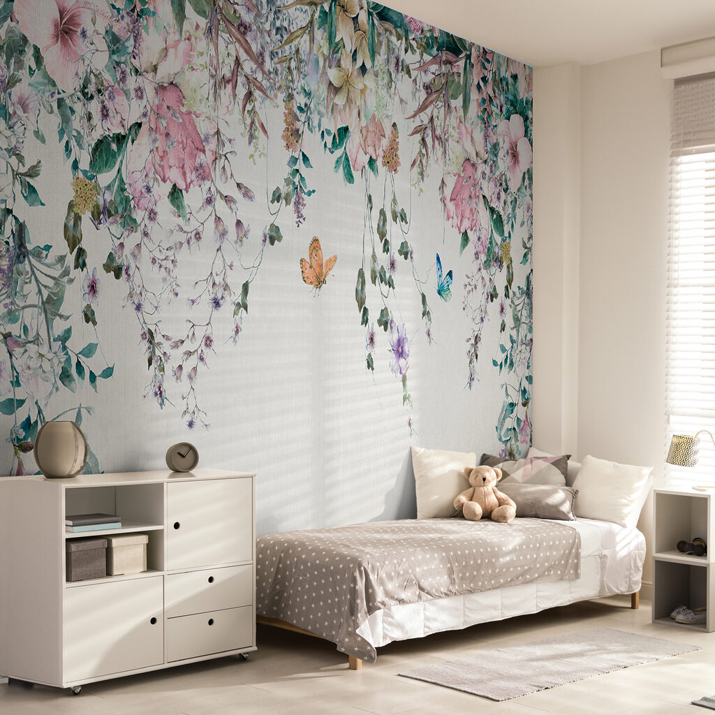 Painting of flowers and butterflies
