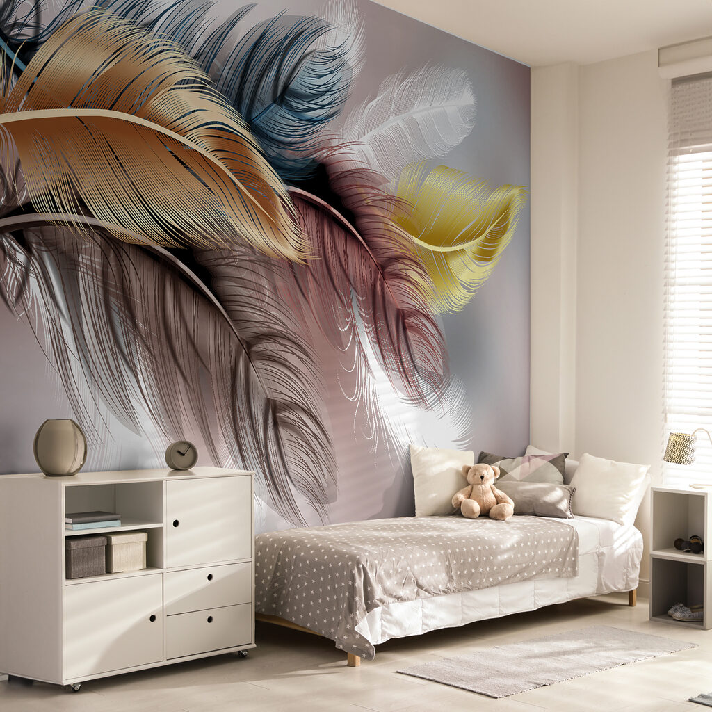 Group of colorful feathers