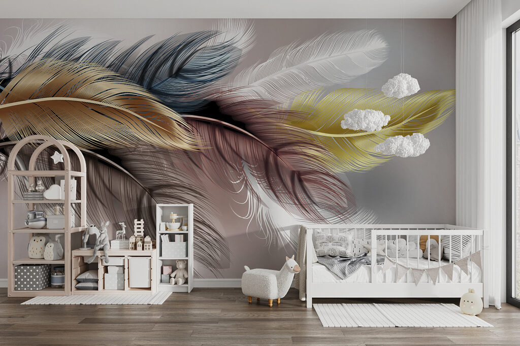 Group of colorful feathers