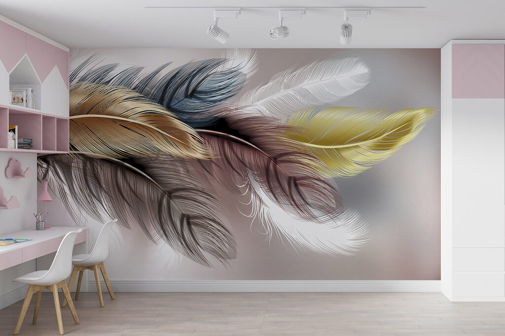 Group of colorful feathers