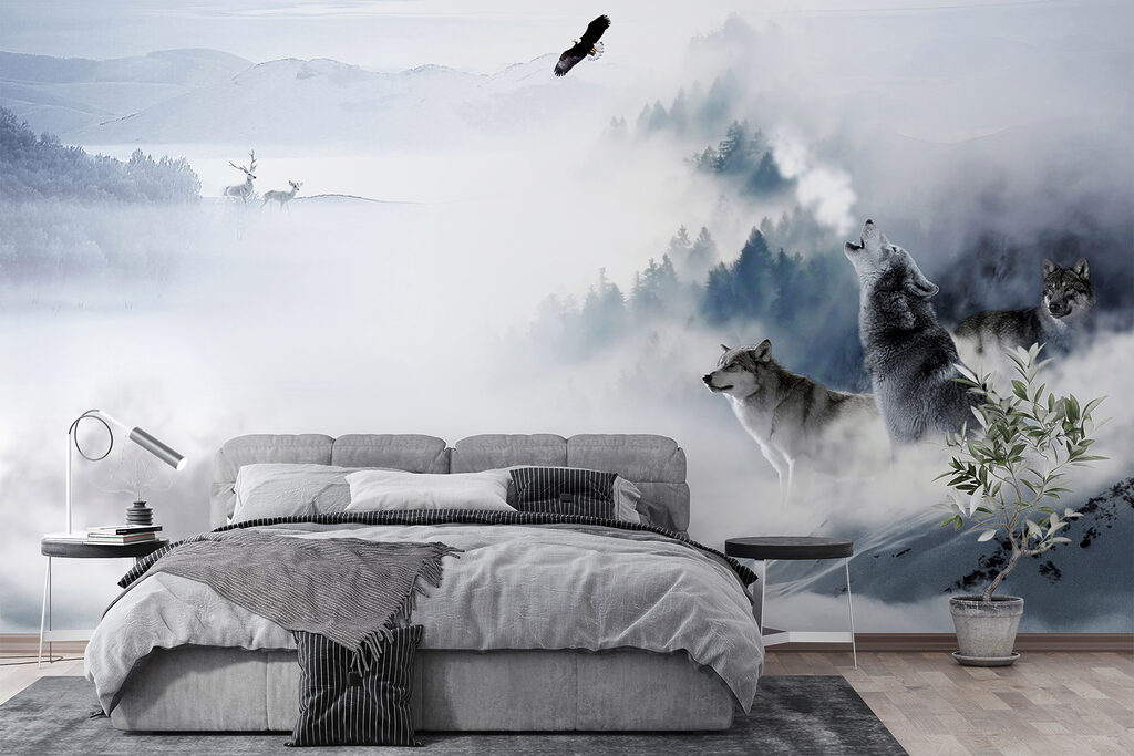 Wolf howling in the snow Wolf howling in the snow