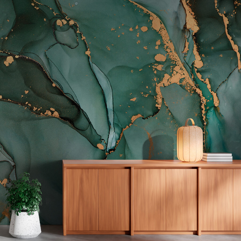 Emerald currents with shimmering trails