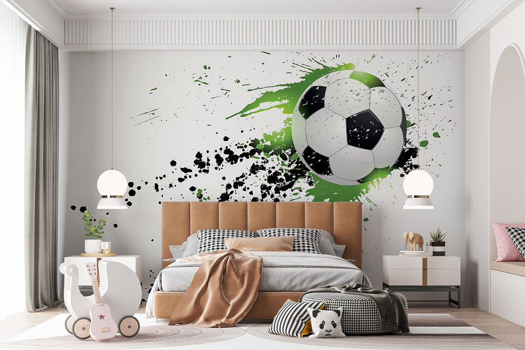 Football ball with splashes of paint