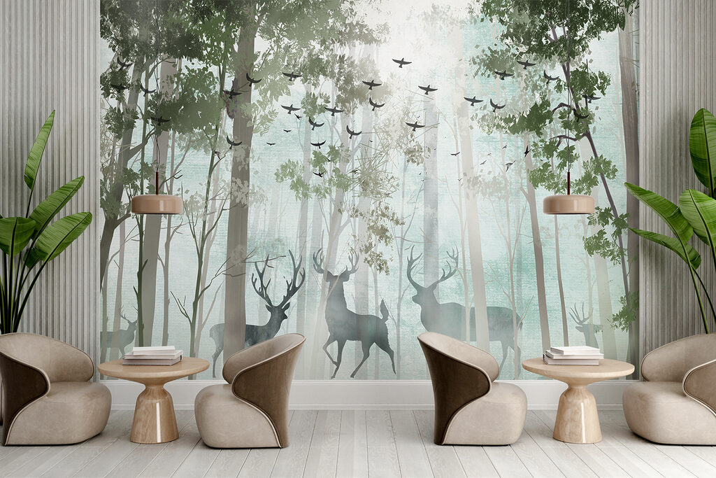 Group of deer in a forest
