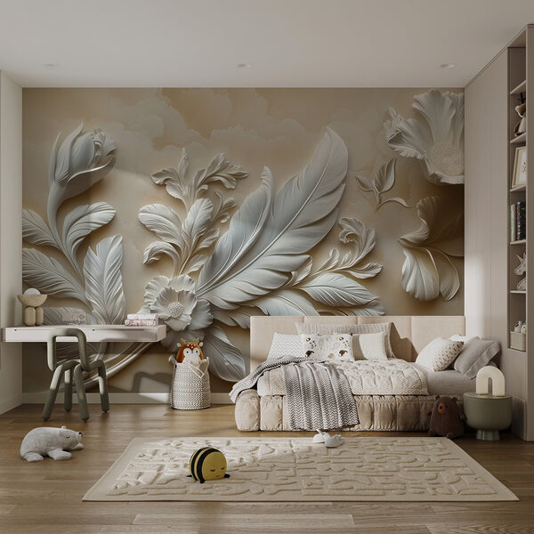 Λευκό λουλουδάτο σχέδιο σε τοίχο w01355pir2ms 600x600 - Λευκό λουλουδάτο σχέδιο σε τοίχο