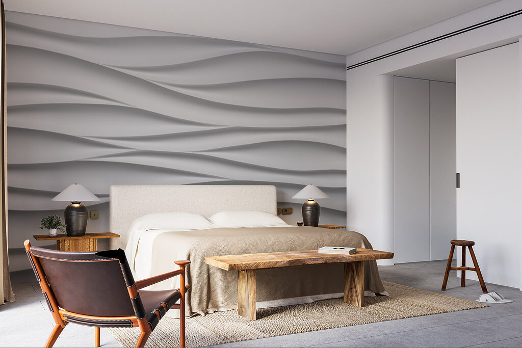 White wall with wavy lines