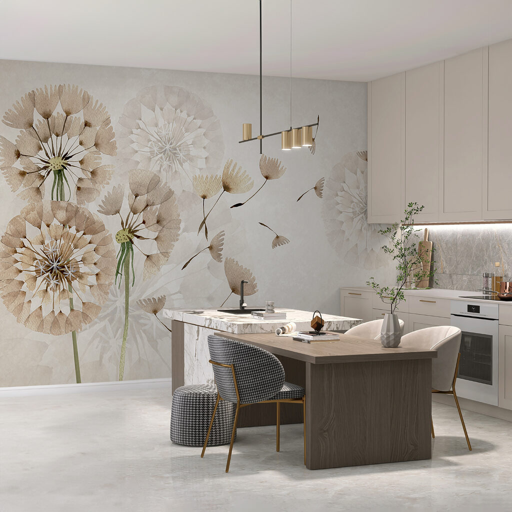 Delicate dandelions in soft hues